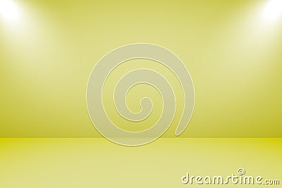 Vector illustration of empty studio with spotlights and yellow background for product display Vector Illustration