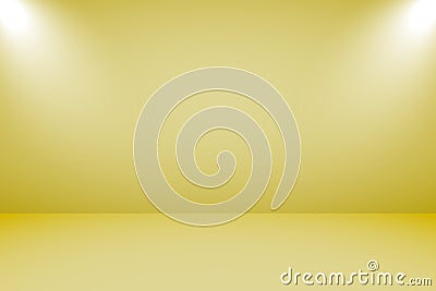 Vector illustration of empty studio with spotlights and yellow background for product display Vector Illustration