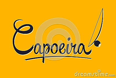 Capoeira Brazilian martial art with Berimbau instrument lettering design Vector Illustration