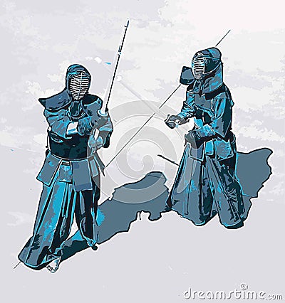 Kendo Sparring outdoors Stock Photo