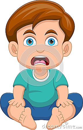 cute little boy shocked cartoon Vector Illustration
