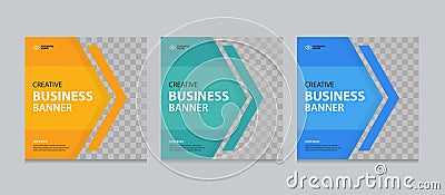 Set of Editable square business web banner design template. Suitable for social media post, instagram story and web ads. Vector Illustration