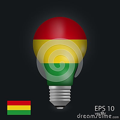 Vector light bulb with flag of Bolivia, 3D rendering isolated on gray background.Web Vector Illustration