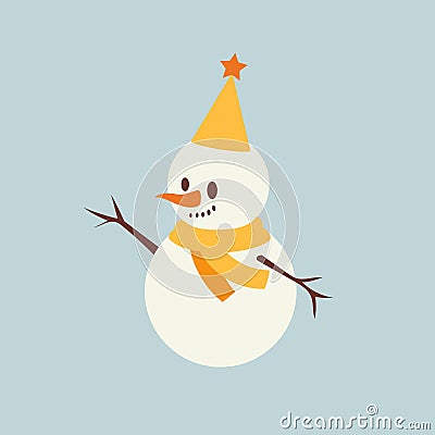 Cute snowman. Vector illustration in flat, simple style Vector Illustration