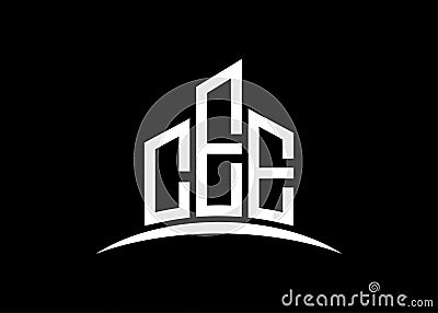 Letter CEE building vector monogram logo design template. Building Shape CEE logo. Vector Illustration