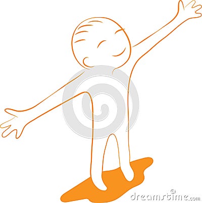 Joyful cheerful happy blessed person or child line drawing Vector Illustration