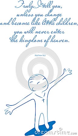 Joyous happy blessed Christian man with Bible quote Vector Illustration