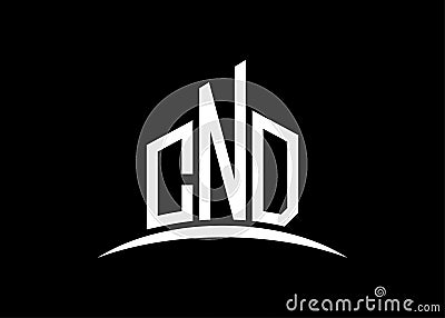 Letter CND building vector monogram logo design template. Building Shape CND logo. Vector Illustration