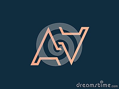 AV monogram. Geometric uppercase intertwined letter a, letter v logo. Vector Illustration