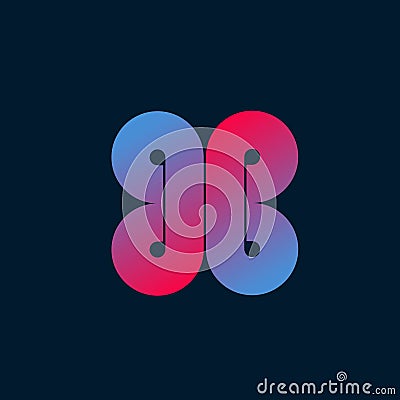 BB monogram. Geometric uppercase intertwined bold letter b logo. Vector Illustration