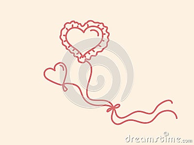 Heart shape balloons illustration. Valentine's Day concept. Love symbol. Ornate playing objects. Vector Illustration