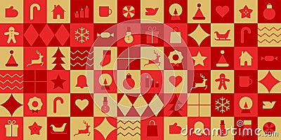 Modern geometric christmas mosaic seamless pattern Vector Illustration