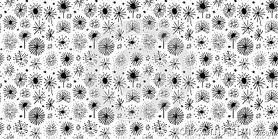 Hand drawn christmas firework seamless pattern Vector Illustration