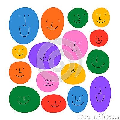 Colorful cartoon character face circle avatar illustration Vector Illustration