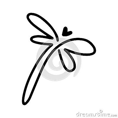 Dragonfly Line Art Doodle Illustration Vector Illustration