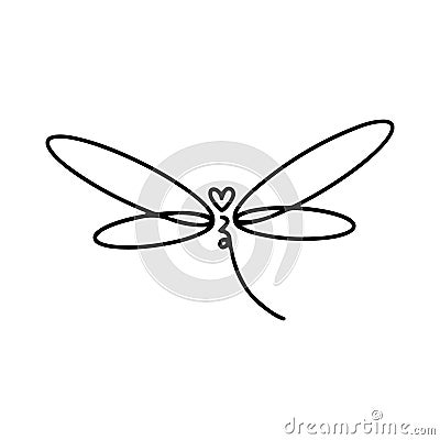 Dragonfly Line Art Doodle Illustration Vector Illustration