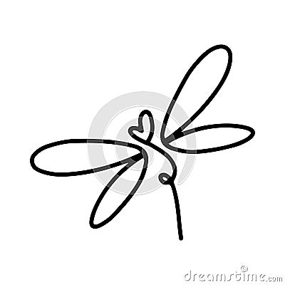 Dragonfly Line Art Doodle Illustration Vector Illustration