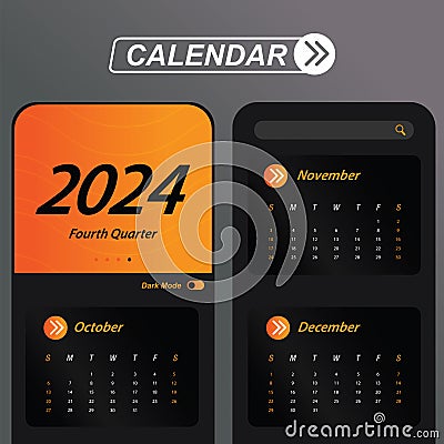 Fourth Quarter of 2024 Calendar Vector Illustration