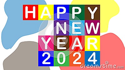 2024 - HAPPY NEW YEAR 2024- MULTICOLOR - COLORFUL BG Stock Photo