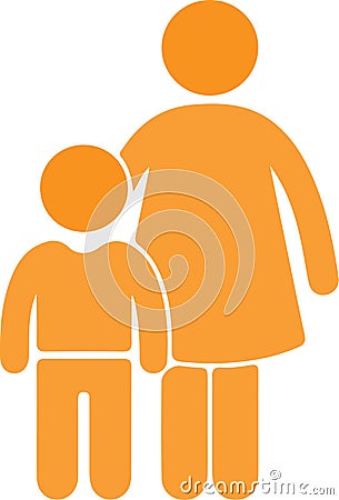 Abstract mother and child clipart design on white Vector Illustration