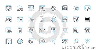 Web advertising linear icons set. Banner, Click-through, Content, Conversion, CPC (Cost-Per-Click), CPM Vector Illustration