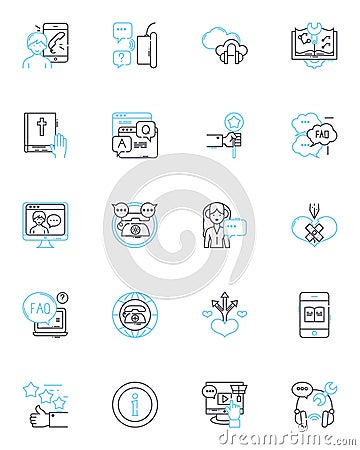 Web assistance linear icons set. Support, Assistance, Helpdesk, Guidance, Troubleshooting, Expertise, Advice line vector Vector Illustration