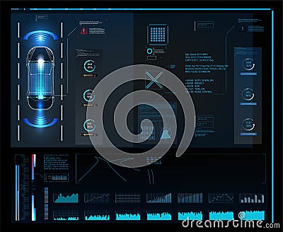 Automatic braking system avoid car crash from car accident. Concept for driver assistance systems. Transport Vector Illustration