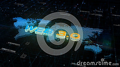 WEB 3.0 background concept, Technology digital of decentralized social network connection, 3d rendering abstract background Stock Photo