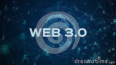 WEB 3.0 background concept, Technology digital of decentralized social network connection, 3d rendering abstract background Stock Photo