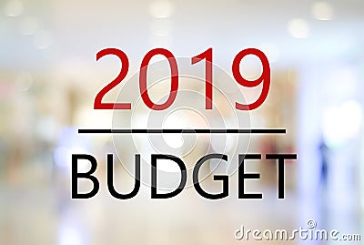 Web banner, 2019 budget on blur background, digital marketing, b Stock Photo