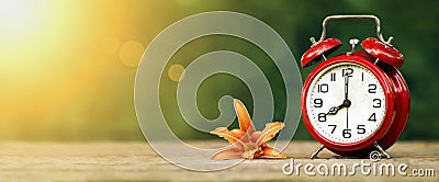 Web banner of daylight savings concept Stock Photo