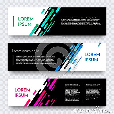 Web banner design vector template background. Modern horizontal black layout Stock Photo