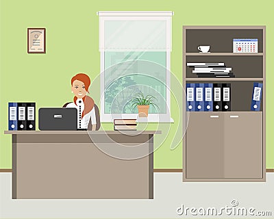 Web banner of an office worker Vector Illustration