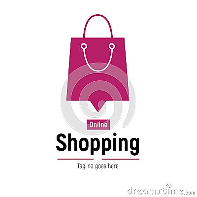 Web banner Online Shopping with shopping bag. Vector Illustration