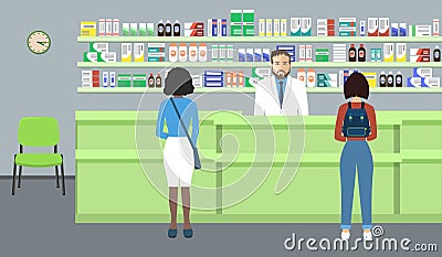 Web banner of a pharmacist Vector Illustration