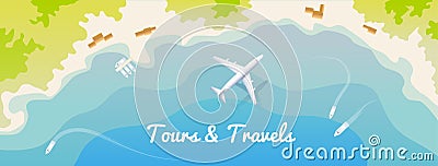 Web banner for site travel agency, flat design, top view. Vector Illustration