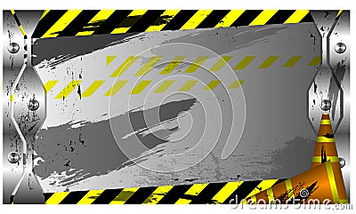 Web banner slide presentation with asphalt road construction theme. Safety lines warning. Asphalt sprayed effects Vector Illustration