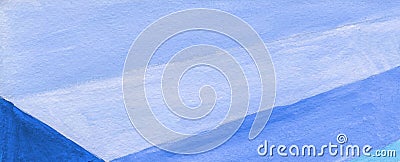 Web banner, textured paper with diagonal stripes in different shades of blue, painted with watercolor paint. Stock Photo