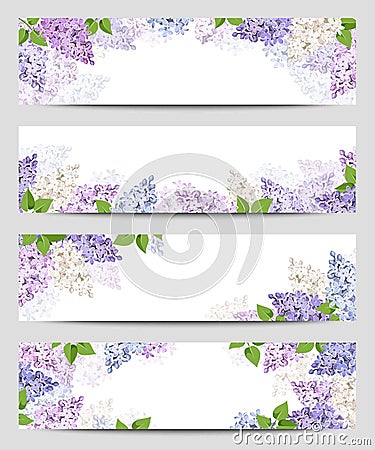 Web banners with lilac flowers. Vector eps-10. Vector Illustration