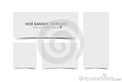 Web banners with shadow set isolated on white background Vector Illustration