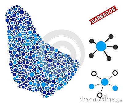 Barbados Map Links Collage Vector Illustration