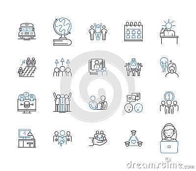 Web-based rendezvous line icons collection. Online, Meetup, Virtual, Platform, Connect, Socialize, Digital vector and Vector Illustration