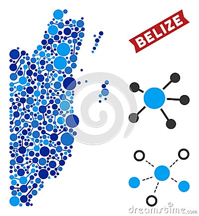 Belize Map Connections Composition Vector Illustration
