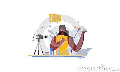 Web bloggers, vloggers, or content makers isolated illustration Vector Illustration