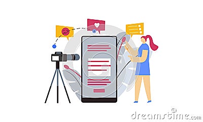 Web bloggers, vloggers, or content makers isolated illustration Vector Illustration
