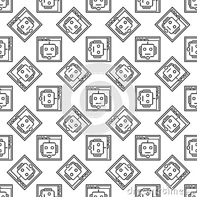Web browser with Chatbot vector concept minimal line seamless pattern Stock Photo