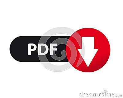 Web Button PDF Download - Vector Illustration - Isolated On White Stock Photo