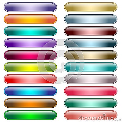 Web buttons 20 shiny assorted colors Vector Illustration