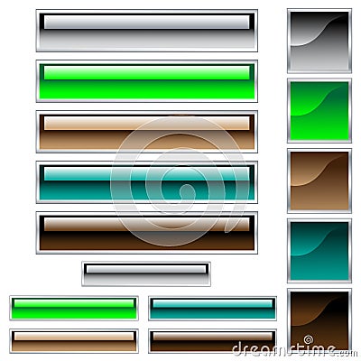 Web buttons in assorted glossy colors Vector Illustration