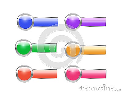 Web buttons bright colored. Set of buttons for design Vector Illustration